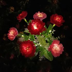 LED Solar Rose Orchid Flower Light Outdoor Garden Waterproof Simulation Lawn Lamp Wedding Party Christmas Decor Landscape Light - 7 head snowdrop red