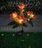 LED Solar Rose Orchid Flower Light Outdoor Garden Waterproof Simulation Lawn Lamp Wedding Party Christmas Decor Landscape Light - 7 head orchid orange