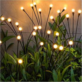 Solar Garden Lights;  2 Pack LED Solar Firefly Lights - Warm - 8 head