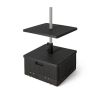 Outdoor Bar Table Side Table with Umbrella Stand - Black - Umbrella Bases