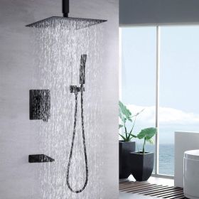 10inch Shower System With Rain Shower Faucet Sets - Matte Black