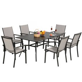 MEOOEM Patio Dining Set  Outdoor Furniture Bistro Metal Table Side Table and Metal Stackable Chairs;  Black - Modern