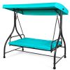 3 Seats Outdoor Swing Hammock with Adjustable Tilt Canopy - Turquoise