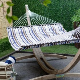 2 Person Hammock with Pillow,  Size 11.65ft L x 4.5ft W - Aqua Blue Hanging hardware is included