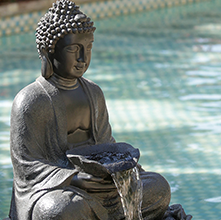 34"Tall Brown Finish Polyresin Buddha Fountain with Light Transitional Style Water Feature for Garden & Patio - as Pic