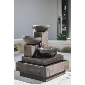 35.4" Tranquility Cement Outdoor Garden Fountain with 3-Tier Cistern Water Feature Decoration for Patio & Backyard - as Pic