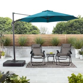 10'  Octagon Outdoor Tilting Cantilever Offset Patio Umbrella with Weighted Base and 360 Degree Rotation - teal