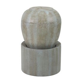 32"Tall Cement Urn Fountain Gray Green Tranquility Lawn Water Feature for Backyard or Garden - as Pic