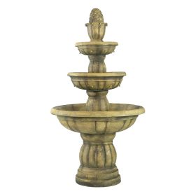 30"Tall 3-Tiered Polyresin Fountain with Light Gorgeous Traditional Design Water Feature for Garden or Lawn - as Pic