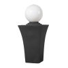 49inches Outdoor Curved Ball Fountain with Lights Modern Design Cement Water Feature for Garden or Patio - as Pic