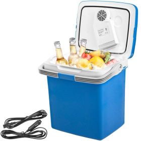 Camping Travel & Picnics Portable Car Refrigerator Mini Fridge Freezer - Blue - 28 Quart