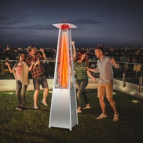 42000 BTU Pyramid Patio Heater with Wheels - Silver