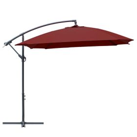 8.7FT Outdoor Adjustable  Hanging Patio Umbrella-small - Wine red