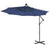 10 Feet Patio Solar Powered Cantilever Umbrella with Tilting System - Navy