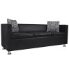 Artificial Leather 3-Seater Sofa Black - Black