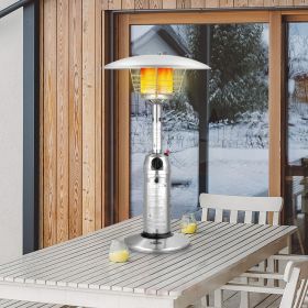 11; 000BTU Portable Tabletop Patio Stainless Steel Standing Propane Heater - sliver