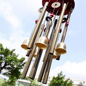 Large Deep Tone Windchime Chapel Bells Wind Chimes Outdoor Garden Home Decor - 33" Gold with 10 Tubes