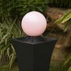 49inches Outdoor Curved Ball Fountain with Lights Modern Design Cement Water Feature for Garden or Patio - as Pic