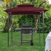 Outdoor Grill Gazebo 8 x 5 Ft;  Shelter Tent;  Double Tier Soft Top Canopy and Steel Frame with hook and Bar Counters - Burgundy