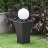 49inches Outdoor Curved Ball Fountain with Lights Modern Design Cement Water Feature for Garden or Patio - as Pic