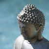 34"Tall Brown Finish Polyresin Buddha Fountain with Light Transitional Style Water Feature for Garden & Patio - as Pic