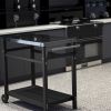 Outdoor Prep Dining Table; Movable Pizza Oven Stand;  Stainless Steel Patio Bar Cart; Patio Grilling Backyard BBQ Grill Cart - BLACK