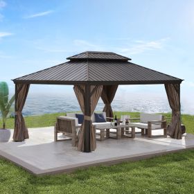 12*16FT patic gazebo,alu gazebo with steel canopy,Outdoor Permanent Hardtop Gazebo Canopy for Patio, Garden, Backyard