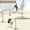 10 Feet Patio Offset Umbrella with 112 Solar-Powered LED Lights - Beige