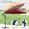 10 Feet Patio Offset Umbrella with 112 Solar-Powered LED Lights - Wine