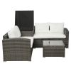 4 PCS Outdoor Cushioned PE Rattan Wicker Sectional Sofa Set Garden Patio Furniture Set - Beige