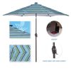 Outdoor Patio 8.7-Feet Market Table Umbrella with Push Button Tilt and Crank, Red Stripes With 24 LED Lights[Umbrella Base is not Included] RT - Blue