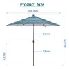 Outdoor Patio 8.7-Feet Market Table Umbrella with Push Button Tilt and Crank, Red Stripes With 24 LED Lights[Umbrella Base is not Included] RT - Blue