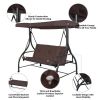 3 Seats Outdoor Swing Hammock with Adjustable Tilt Canopy - Brown