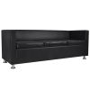 Artificial Leather 3-Seater Sofa Black - Black