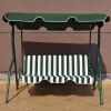 3 Seat Outdoor Patio Canopy Swing with Cushioned Steel Frame - Green