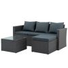 Patio Furniture, Outdoor Furniture, Seasonal PE Wicker Furniture, 3 Set Wicker Furniture With Tempered Glass Coffee Table - as Pic