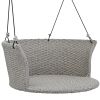 33.8' Single Person Hanging Seat; Rattan Woven Swing Chair; Porch Swing With Ropes - Gray