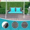 2-Person Patio PE Wicker Hanging Porch Swing Bench Chair Cushion 800 Pounds - Turquoise