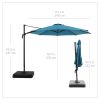 10'  Octagon Outdoor Tilting Cantilever Offset Patio Umbrella with Weighted Base and 360 Degree Rotation - teal