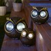 Outdoor Decor Backyard Garden Lawn Solar Garden Light - Brown - Owl 6In