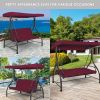 3 Seats Outdoor Swing Hammock with Adjustable Tilt Canopy - Dark Red