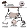 3 Seats Outdoor Swing Hammock with Adjustable Tilt Canopy - Beige