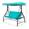 3 Seats Outdoor Swing Hammock with Adjustable Tilt Canopy - Turquoise