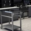 Outdoor Prep Dining Table; Movable Pizza Oven Stand;  Stainless Steel Patio Bar Cart; Patio Grilling Backyard BBQ Grill Cart - GREY