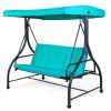 3 Seats Outdoor Swing Hammock with Adjustable Tilt Canopy - Turquoise