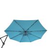 10 FT Solar LED Patio Outdoor Umbrella Hanging Cantilever Umbrella Offset Umbrella Easy Open Adustment with 32 LED Lights - Blue