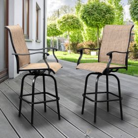 2pcs Wrought Iron Swivel Bar Chair Patio Swivel Bar Stools Black