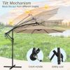 10 Feet Patio Offset Umbrella with 112 Solar-Powered LED Lights - Beige