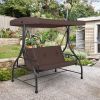 3 Seats Outdoor Swing Hammock with Adjustable Tilt Canopy - Brown