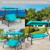 3 Seats Outdoor Swing Hammock with Adjustable Tilt Canopy - Turquoise